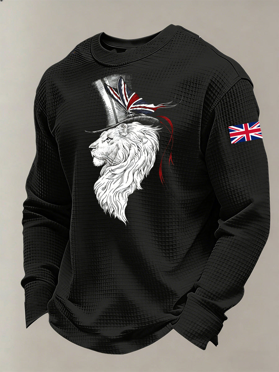 Men's British-Style Printed Long-Sleeved Shirt