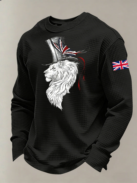 Men's British-Style Printed Long-Sleeved Shirt
