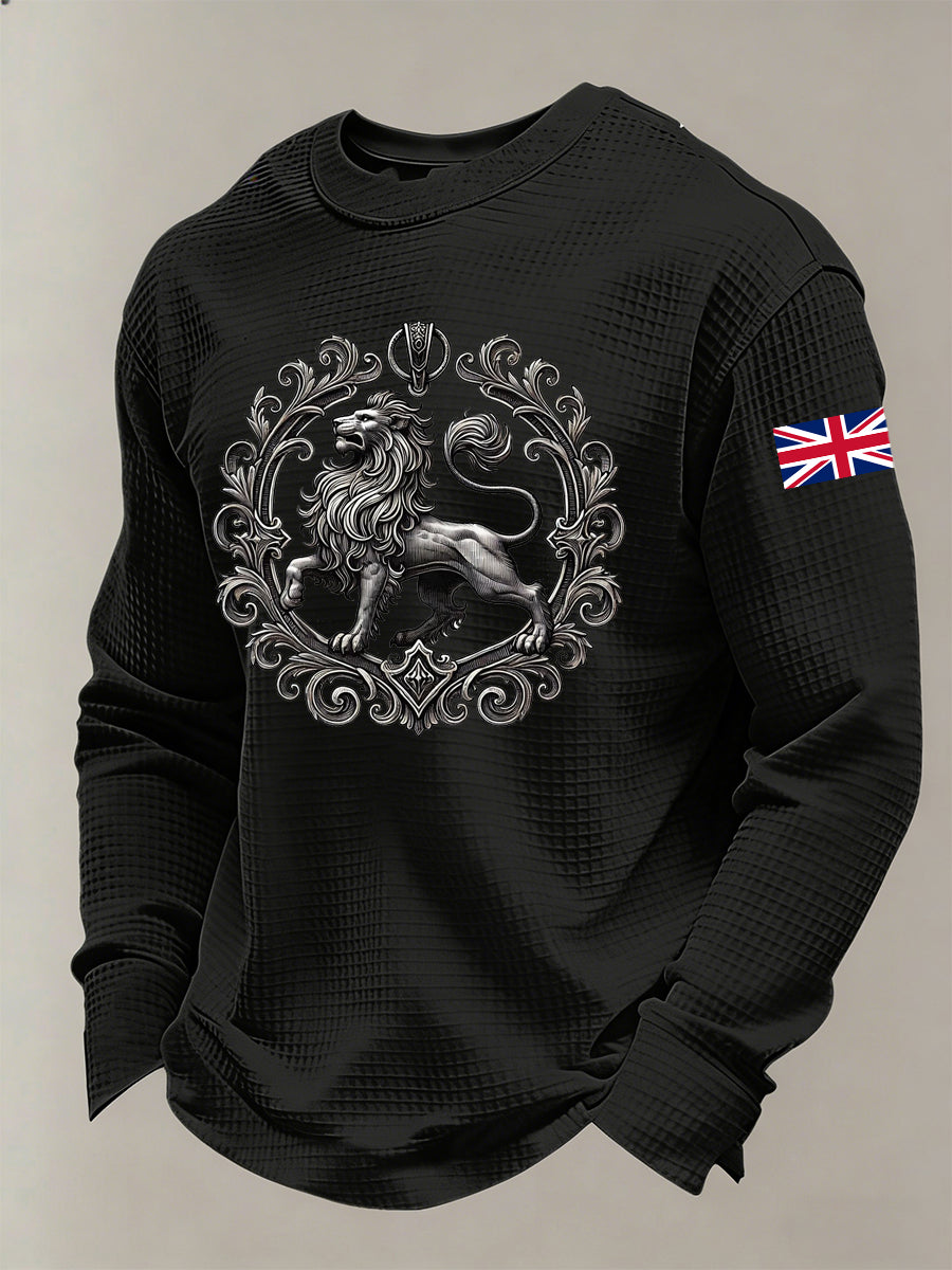 Men's British-Style Printed Long-Sleeved Shirt