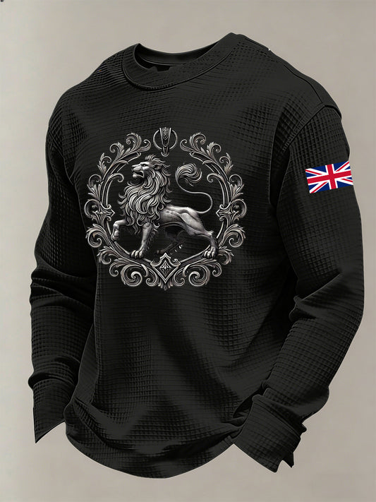 Men's British-Style Printed Long-Sleeved Shirt
