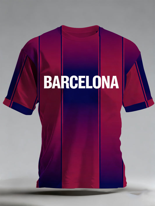 Men's British Barcelona Football Fan T-Shirt With Printed Design