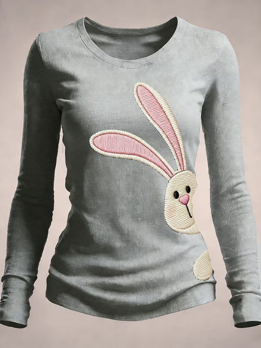 Women's Cute Rabbit Print Casual T-Shirt
