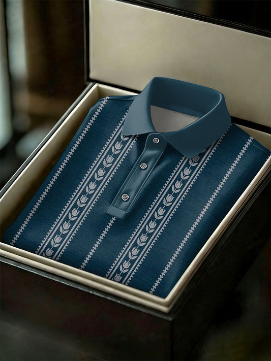 Men's Vintage Business Style Printed Casual Polo Shirt