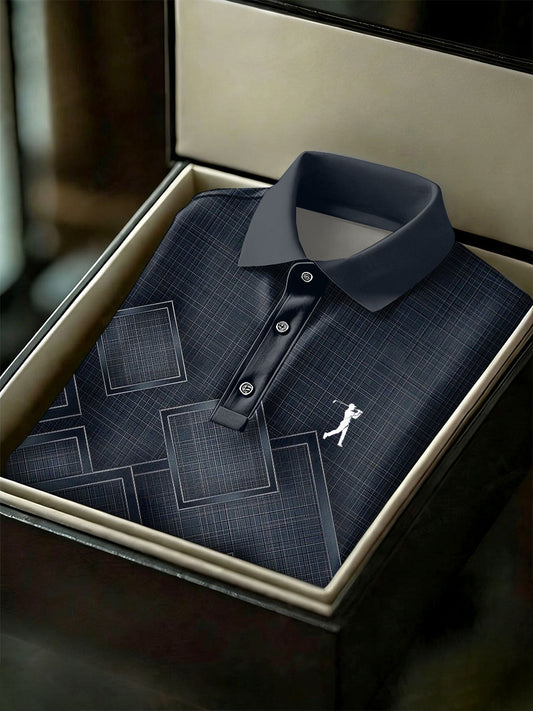 Men's Vintage Business Style Printed Casual Polo Shirt