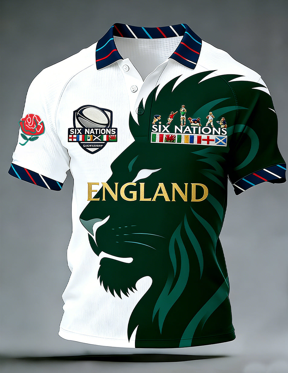 Men's England Rugby Art Print Polo Shirt