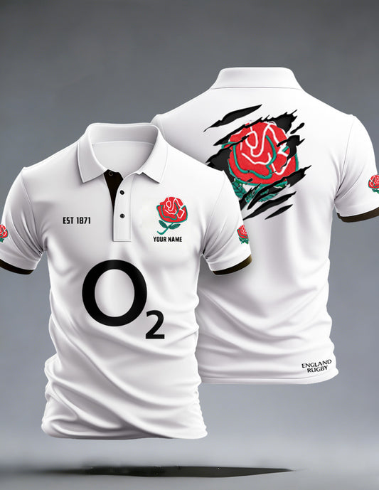 Men's England Rugby Art Print Polo Shirt