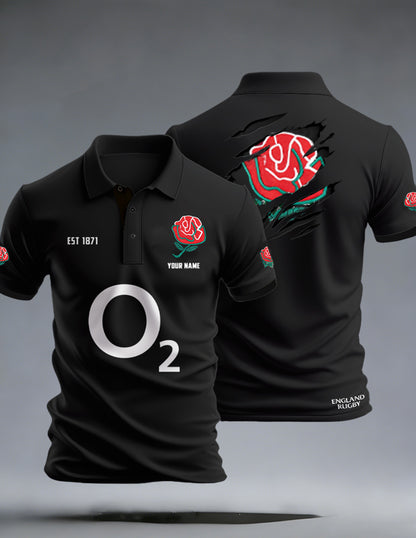 Men's England Rugby Art Print Polo Shirt