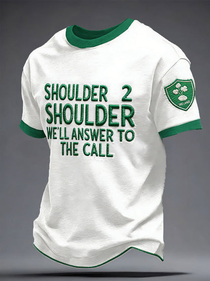 Men's Ireland Rugby Lover Shouler 2 Shoulder Printed T-shirt