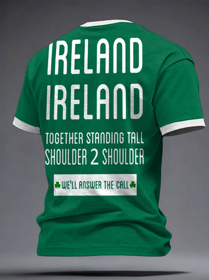 Men's Ireland Rugby Lover Shouler 2 Shoulder Printed T-shirt