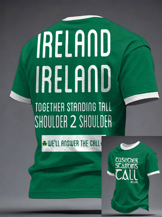 Men's Ireland Rugby Lover Shouler 2 Shoulder Printed T-shirt
