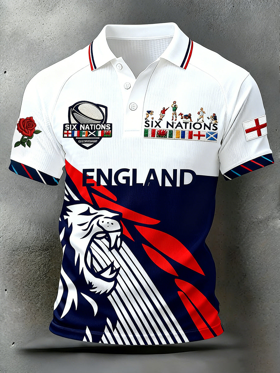 Men's England Rugby Art Print Polo Shirt