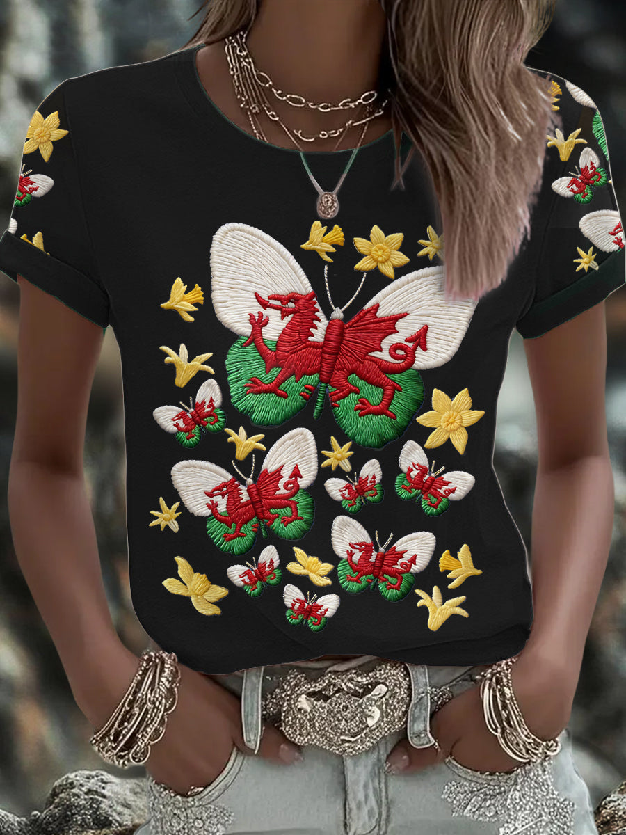 Women's Wales Welsh Rugby Art Printed T-shirt