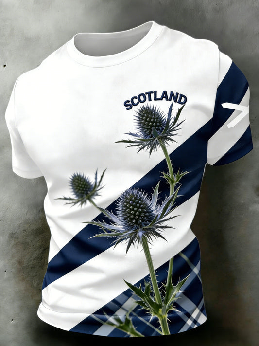 Men's Scotland Football Lover Printed T-shirts Casual Short-Sleeved T-Shirt
