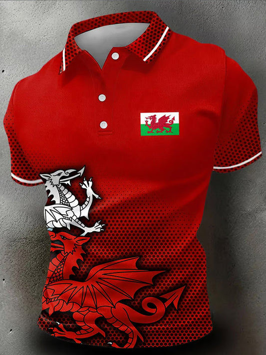 Men's Vintage Rugby Print Polo Shirt