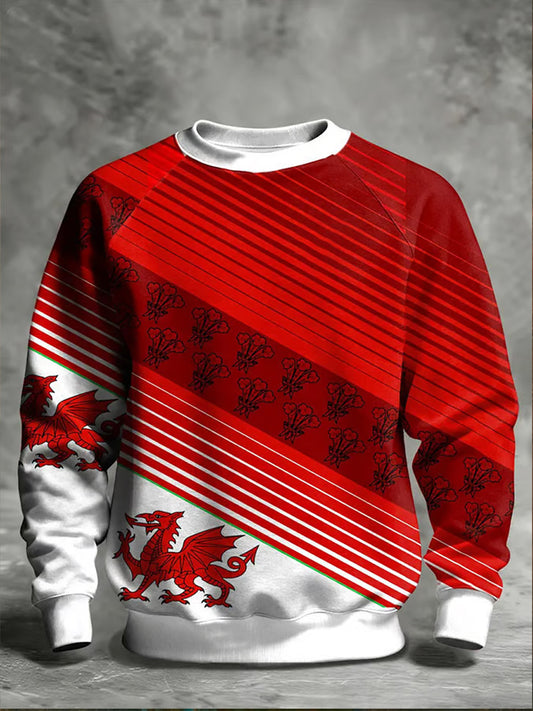 Men's Vintage Rugby Print Hoodie