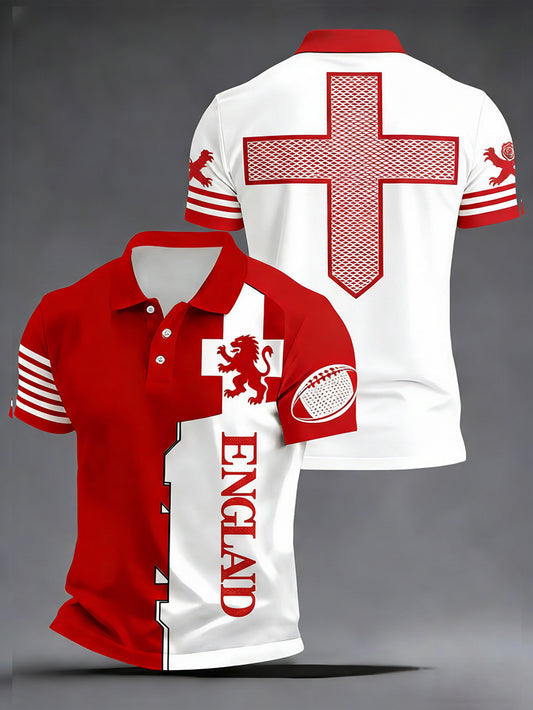 Men's England Rugby Art Print Polo Shirt