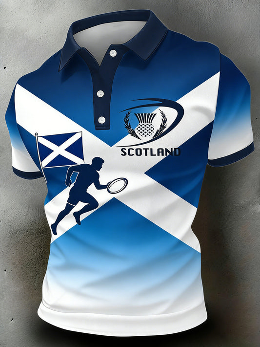 Men's Scottish Rugby Print Polo Shirt