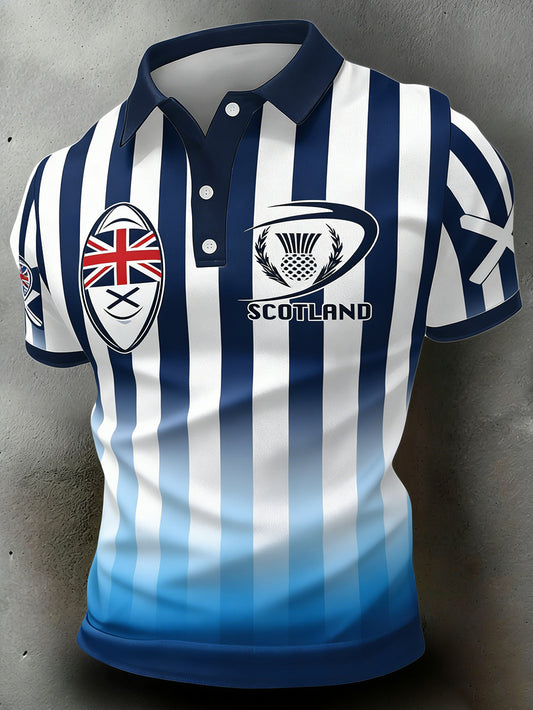 Men's Scottish Rugby Print Polo Shirt