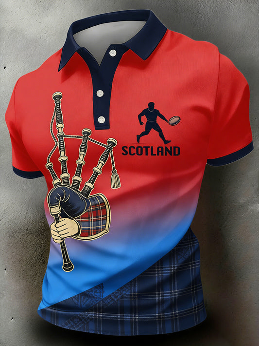 Men's Scottish Rugby Print Polo Shirt