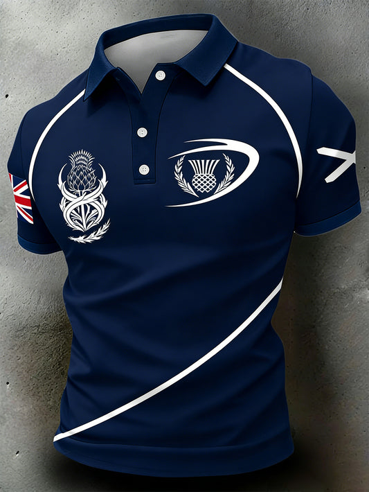 Men's Scottish Rugby Print Polo Shirt