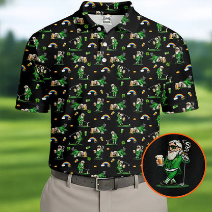 Men's Funny St. Patrick's Day Leprechaun Print Casual Polo