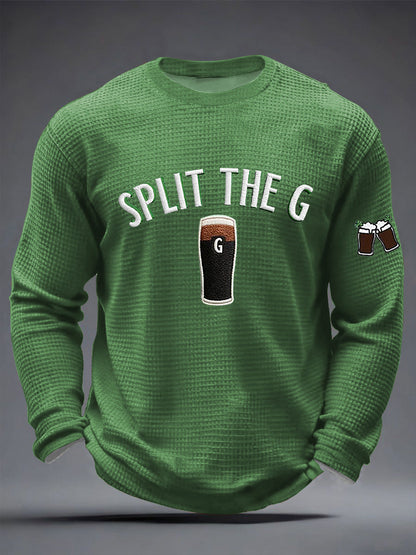 Men's St. Patrick's Day Split the G Printed Waffle Long Sleeve T-Shirt