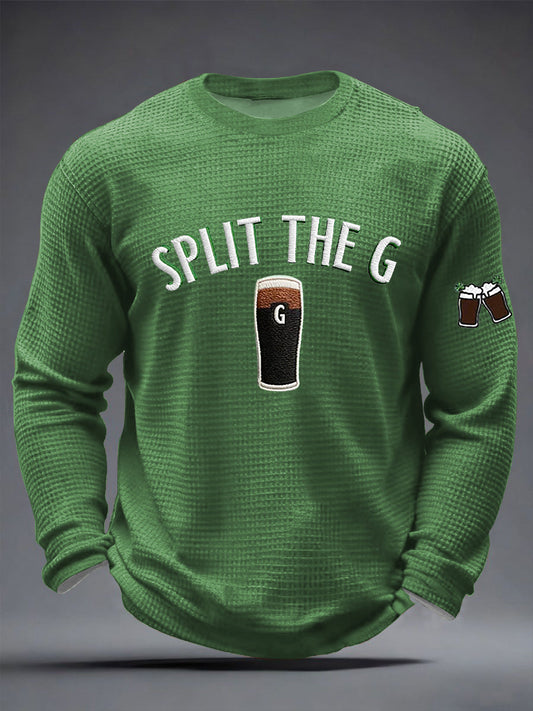 Men's St. Patrick's Day Split the G Printed Waffle Long Sleeve T-Shirt