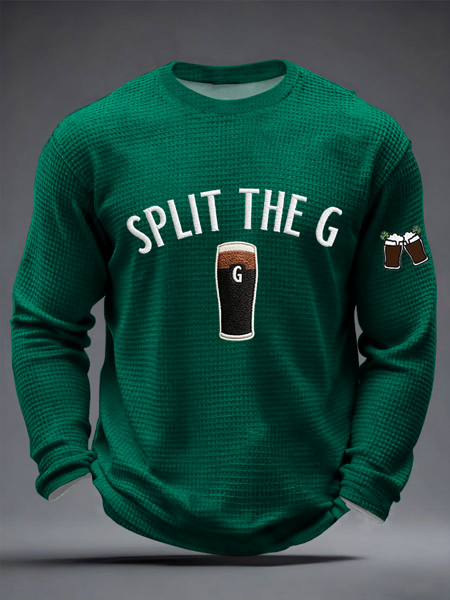 Men's St. Patrick's Day Split the G Printed Waffle Long Sleeve T-Shirt