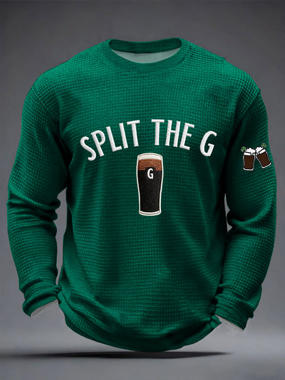 Men's St. Patrick's Day Split the G Printed Waffle Long Sleeve T-Shirt