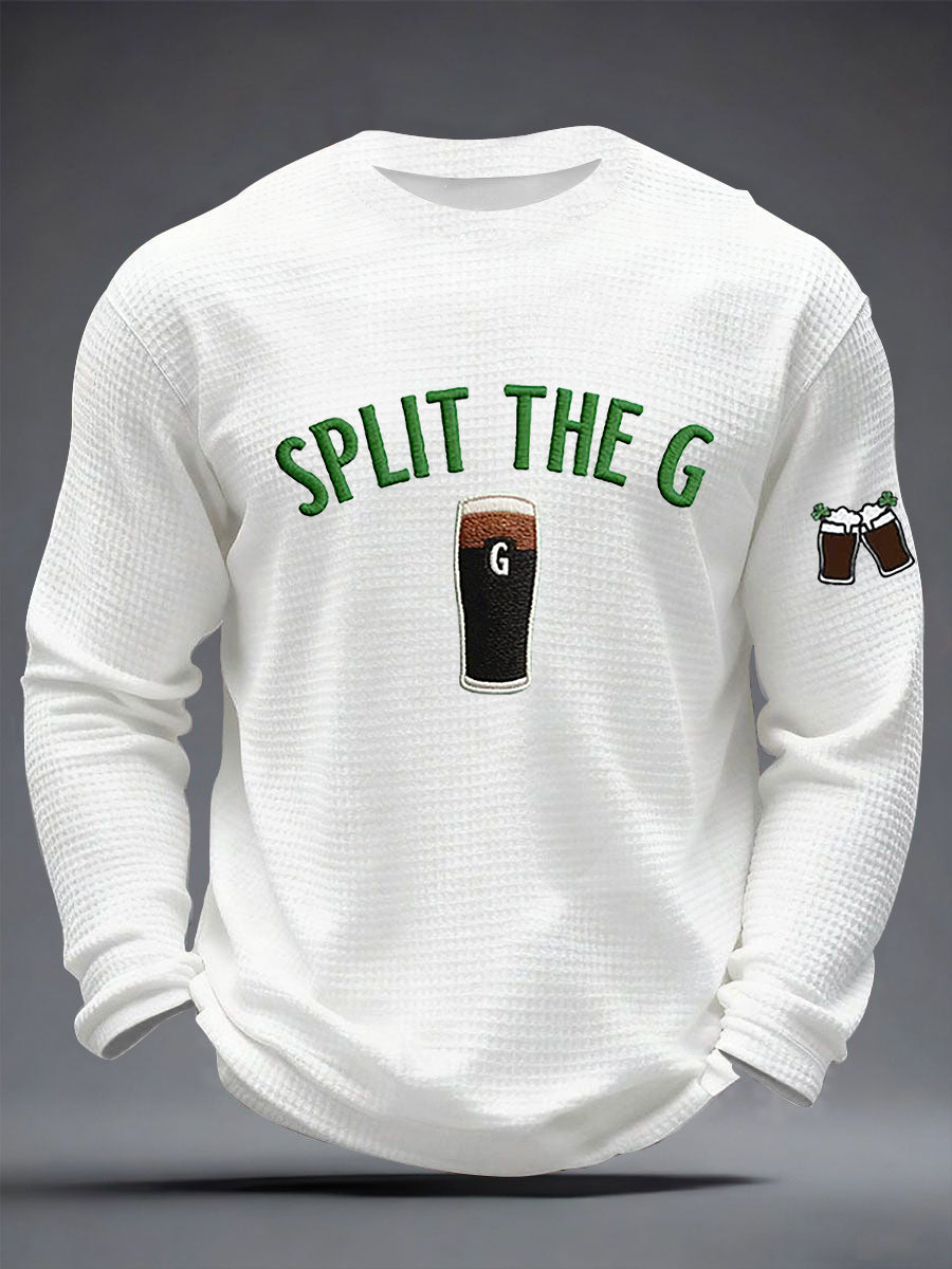 Men's St. Patrick's Day Split the G Printed Waffle Long Sleeve T-Shirt