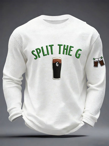 Men's St. Patrick's Day Split the G Printed Waffle Long Sleeve T-Shirt