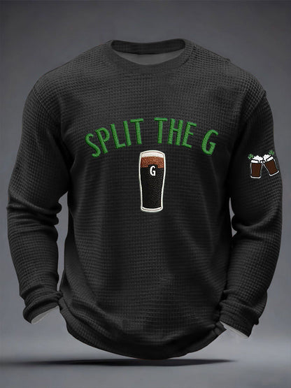 Men's St. Patrick's Day Split the G Printed Waffle Long Sleeve T-Shirt