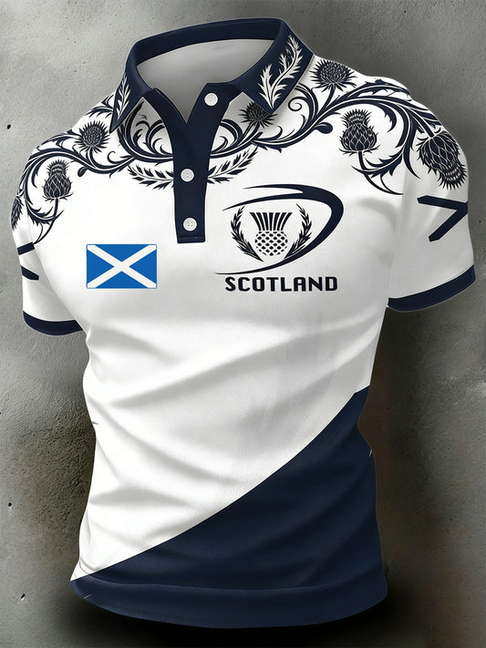 Men's Scottish Rugby Print Polo Shirt