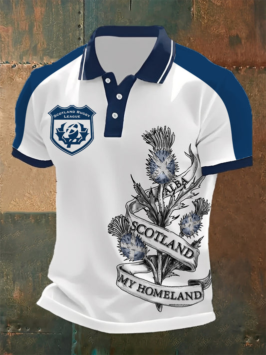 Men's Polo Shirt With Scottish Rugby-Inspired Print
