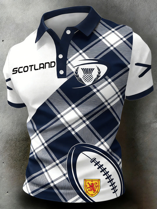 Men's Scottish Rugby Print Polo Shirt