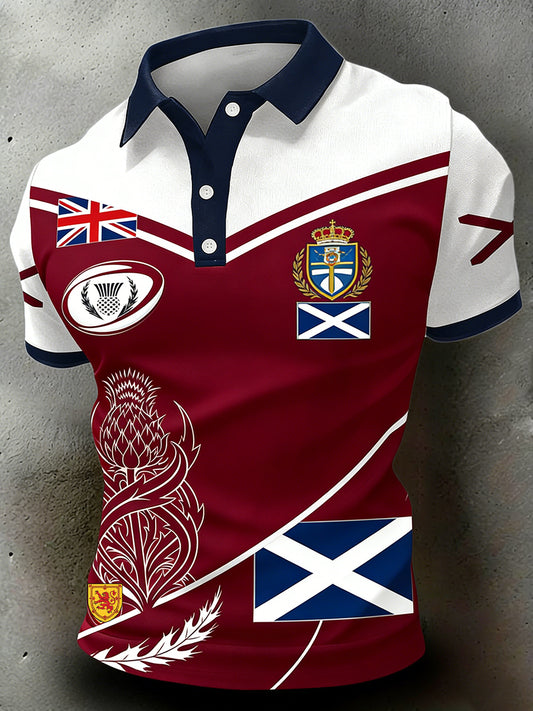 Men's Scottish Rugby Print Polo Shirt