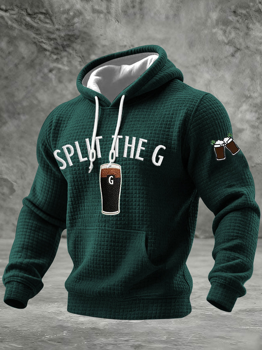 Men's St. Patrick's Day Split the G Printed Checkered Cotton Hoodie