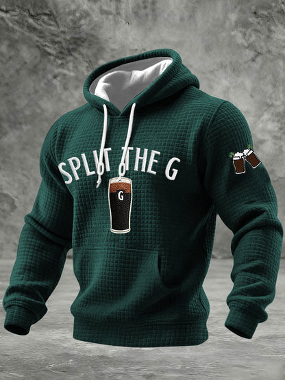 Men's St. Patrick's Day Split the G Printed Checkered Cotton Hoodie