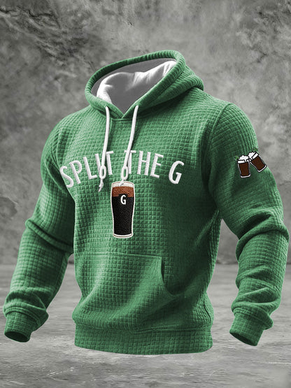 Men's St. Patrick's Day Split the G Printed Checkered Cotton Hoodie