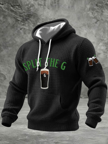 Men's St. Patrick's Day Split the G Printed Checkered Cotton Hoodie