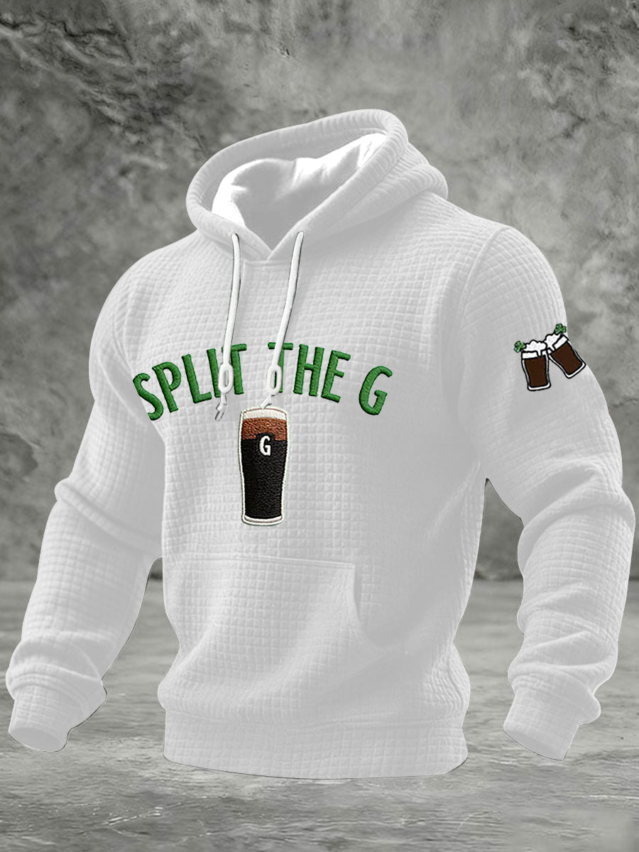 Men's St. Patrick's Day Split the G Printed Checkered Cotton Hoodie