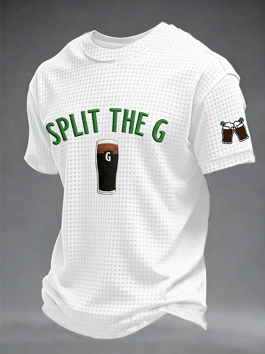 Men's St. Patrick's Day Split the G Printed Waffle Short Sleeve T-Shirt
