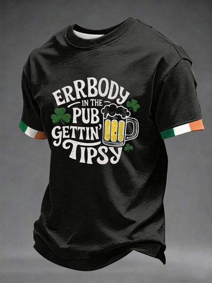 Men's St. Patrick's Day Errbody In The Pub Geetin Tipsy Beer Printed T-shirt
