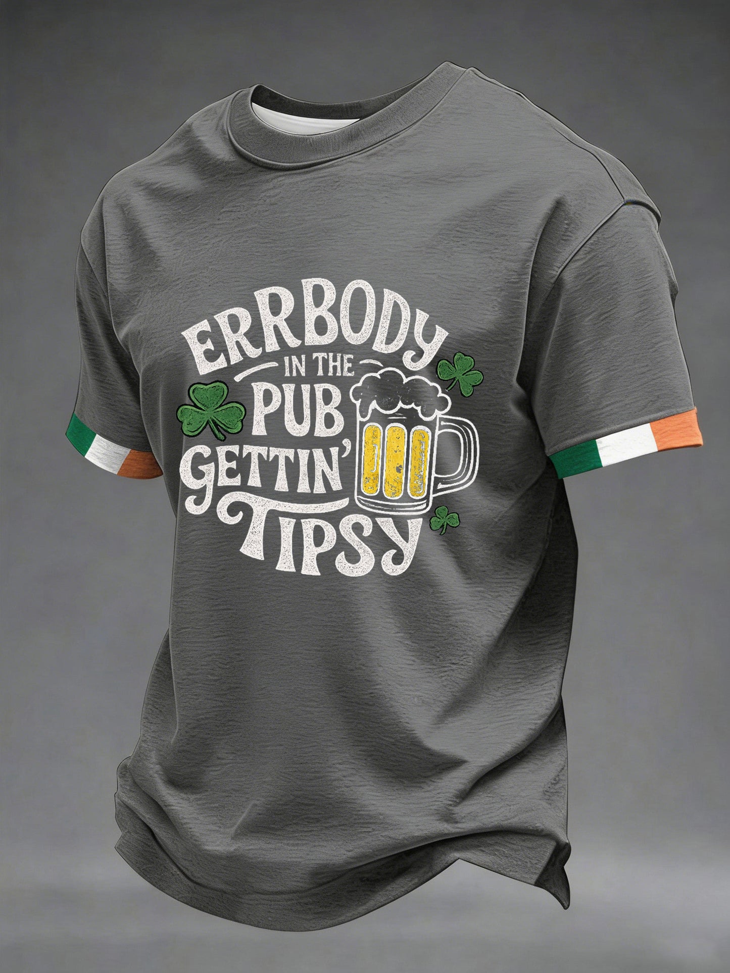 Men's St. Patrick's Day Errbody In The Pub Geetin Tipsy Beer Printed T-shirt
