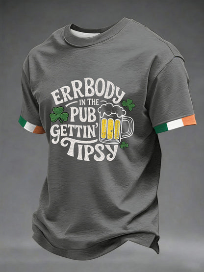 Men's St. Patrick's Day Errbody In The Pub Geetin Tipsy Beer Printed T-shirt