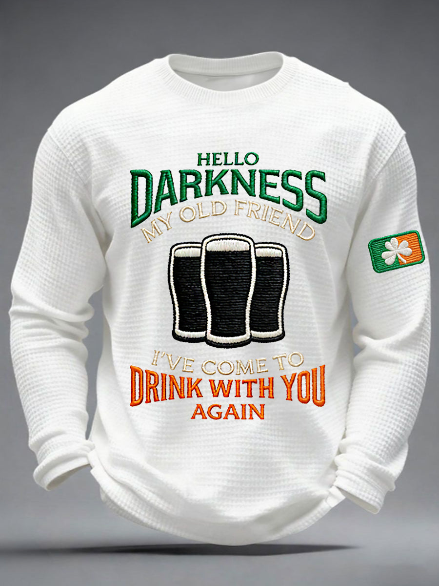 Men's Hello Darkness My Old Friend Waffle Long Sleeve T-Shirt