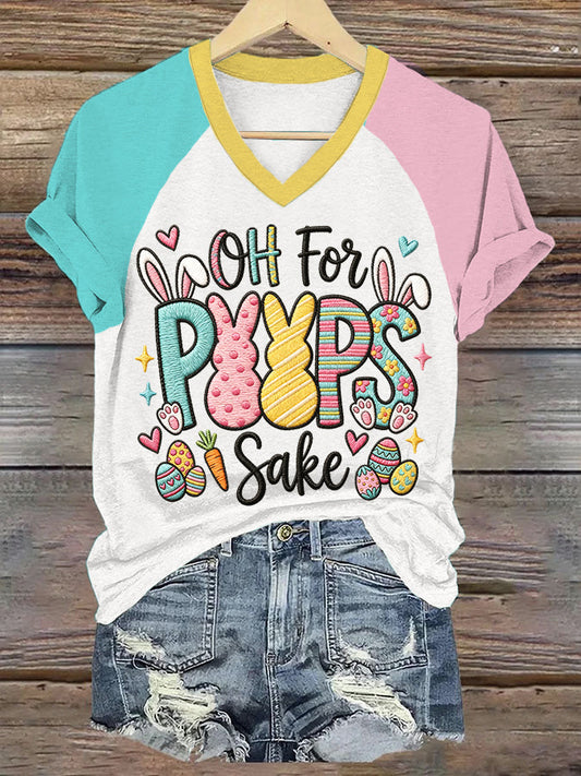 Women's Easter Oh For Peeps Sake Casual V-Neck Tee