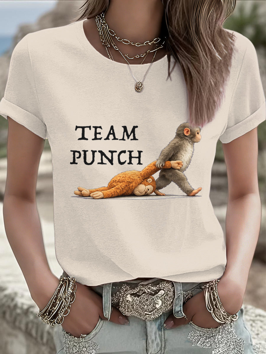 Women's Punch Monkey Brave Printed T-Shirt