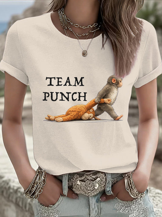 Women's Punch Monkey Brave Printed T-Shirt