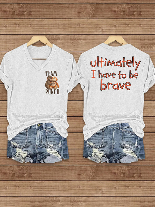 Women's Punch Monkey Brave Printed T-Shirt
